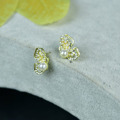 MAYII Floral Bead Gold Stainless Steel Earrings -One Size image 3
