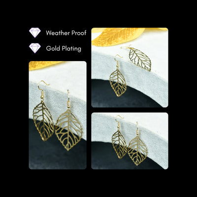 MAYII  Floral Net Gold Stainless Steel Earrings -One Size