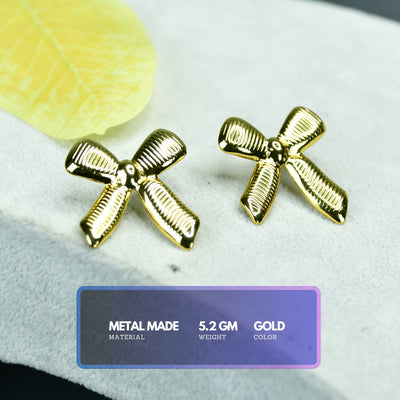 MAYII  Floral Stripe Gold Stainless Steel Earrings -One Size image 4