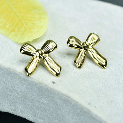 MAYII  Floral Stripe Gold Stainless Steel Earrings -One Size