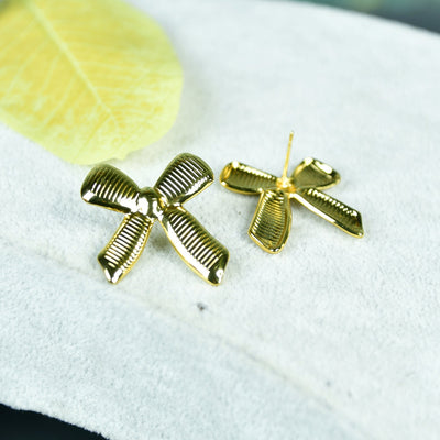 MAYII  Floral Stripe Gold Stainless Steel Earrings -One Size image 3