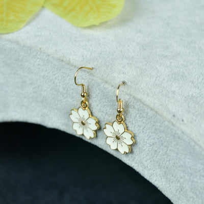 MAYII Floral White Gold Stainless Steel Earrings -One Size