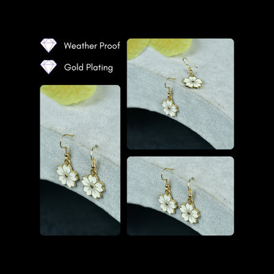 MAYII Floral White Gold Stainless Steel Earrings -One Size