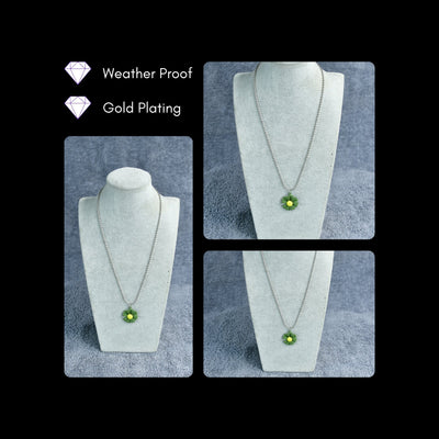 MAYII Flower Pendant Necklace Silver and Green Stainless Steel - One Size image 3