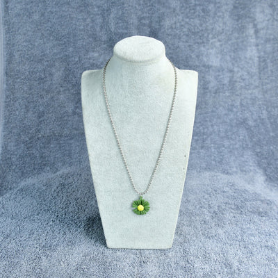 MAYII Flower Pendant Necklace Silver and Green Stainless Steel - One Size
