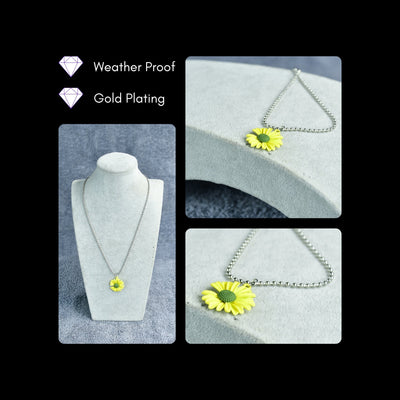 Mayii Flower Pendant Necklace Silver and Yellow Stainless Steel - One Size
