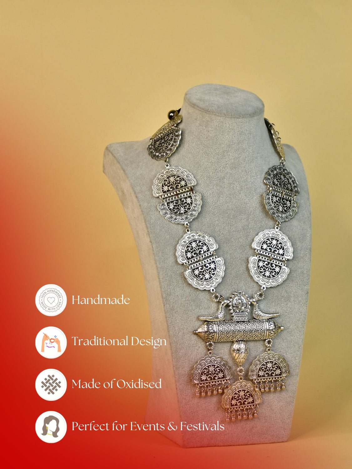 Mayii German Silver Ganesha Necklace – Handcrafted Religious Art - Mayii - Mayii