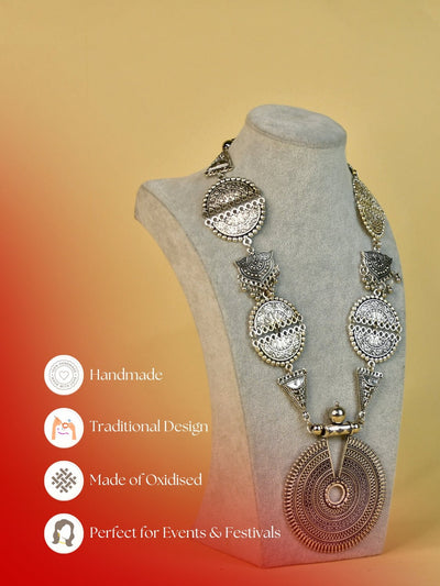 Mayii German Silver Necklace: Handcrafted Mandala Design