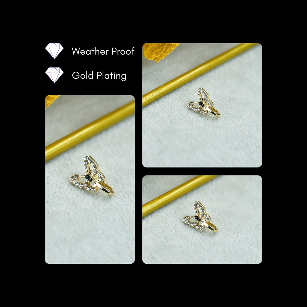 MAYII - Gold Butterfly Nosepin Stainless Steel - One Size - Mayii - Mayii