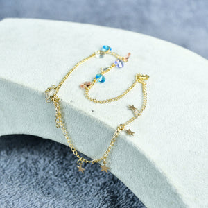 MAYII Gold Crystal Anklet - Gold - Stainless Steel - One Size - Mayii - Mayii