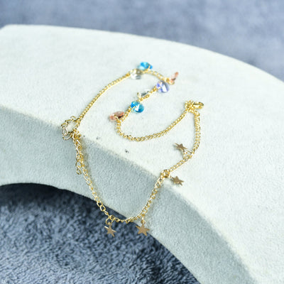 MAYII Gold Crystal Anklet - Gold - Stainless Steel - One Size