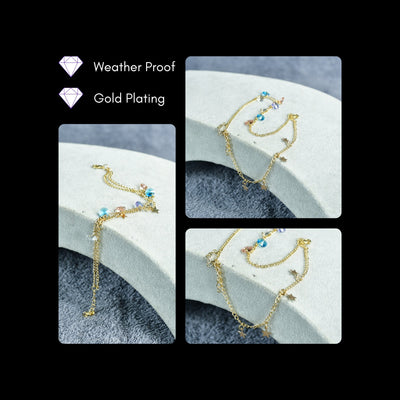 MAYII Gold Crystal Anklet - Gold - Stainless Steel - One Size