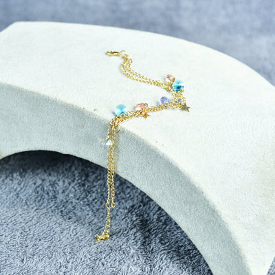 MAYII Gold Crystal Anklet - Gold - Stainless Steel - One Size