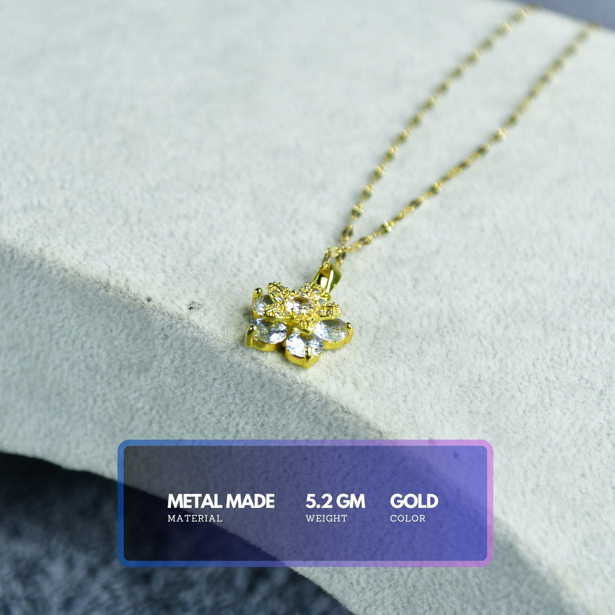 MAYII Gold Crystal Flower Necklace - Gold - Stainless Steel - One Size - Mayii - Mayii