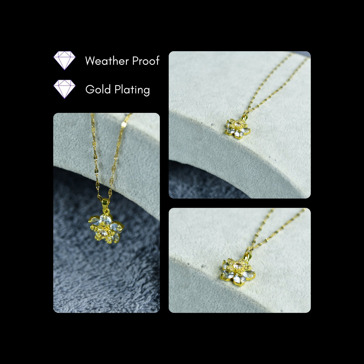 MAYII Gold Crystal Flower Necklace - Gold - Stainless Steel - One Size - Mayii - Mayii