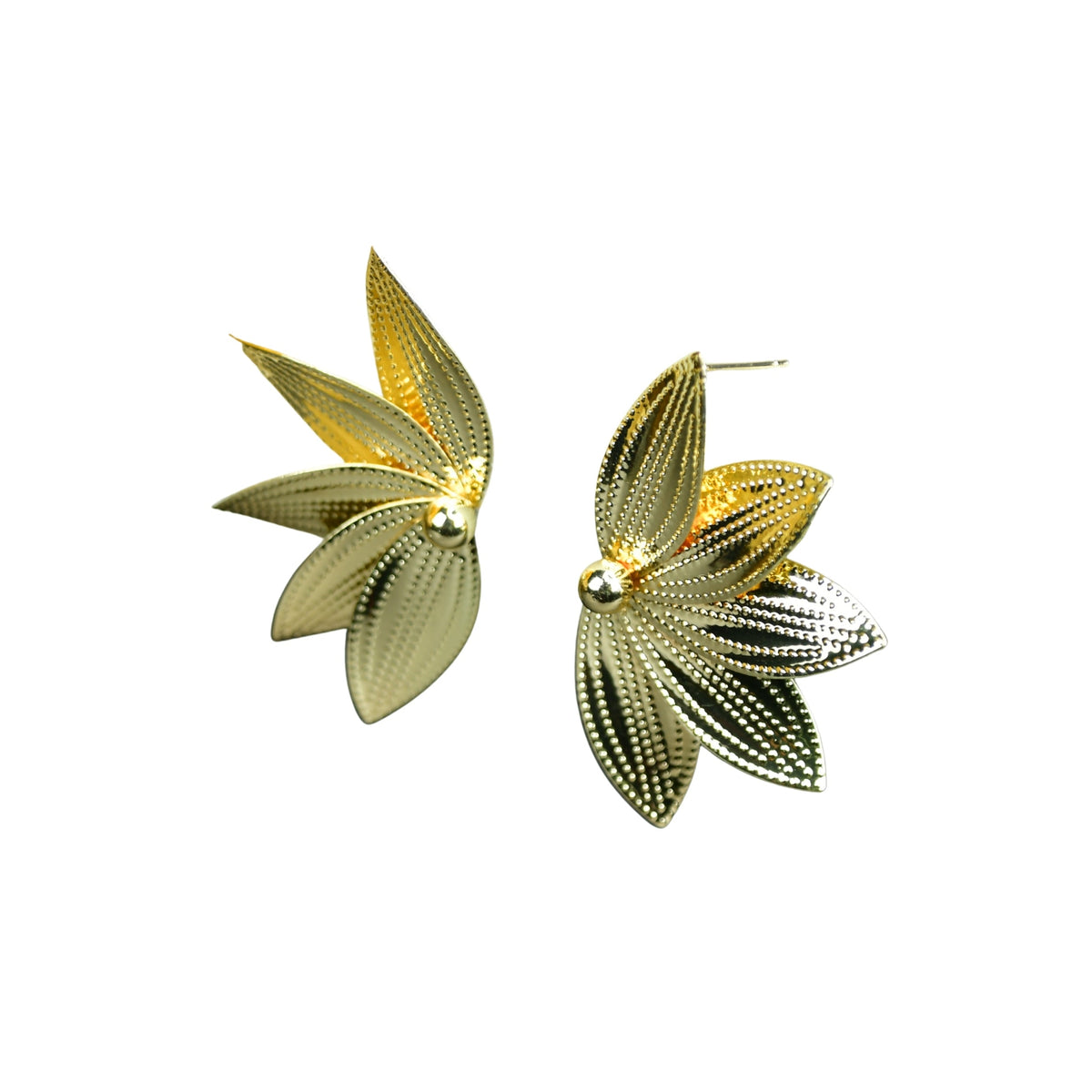 MAYII - Gold Half Moon Sharp Petals Stainless Steel Earrings - One Size - Mayii - Mayii