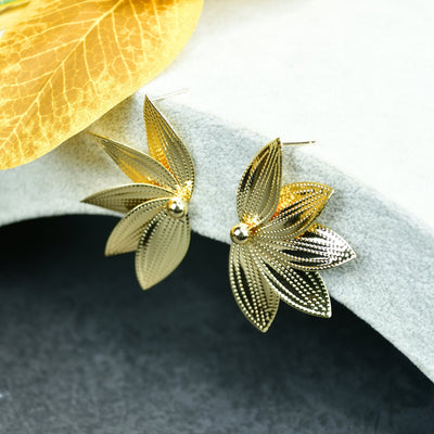 MAYII  - Gold Half Moon Sharp Petals Stainless Steel  Earrings - One Size