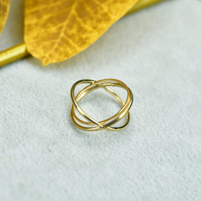 MAYII - Gold Orbit Line Ring Stainless Steel - One Size