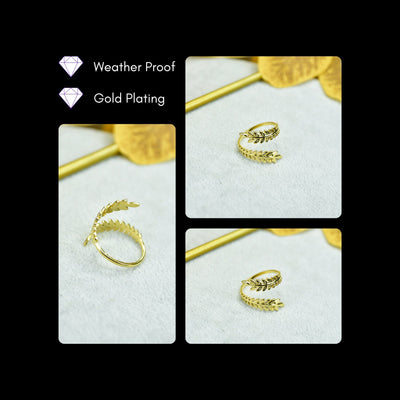 MAYII - Gold Petal Line Ring Stainless Steel - One Size
