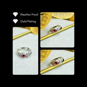 MAYII - Gold Red Eyed Owl Ring Stainless Steel - One Size - Mayii - Mayii