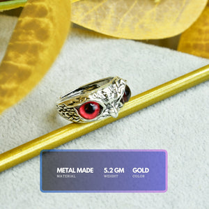 MAYII - Gold Red Eyed Owl Ring Stainless Steel - One Size - Mayii - Mayii