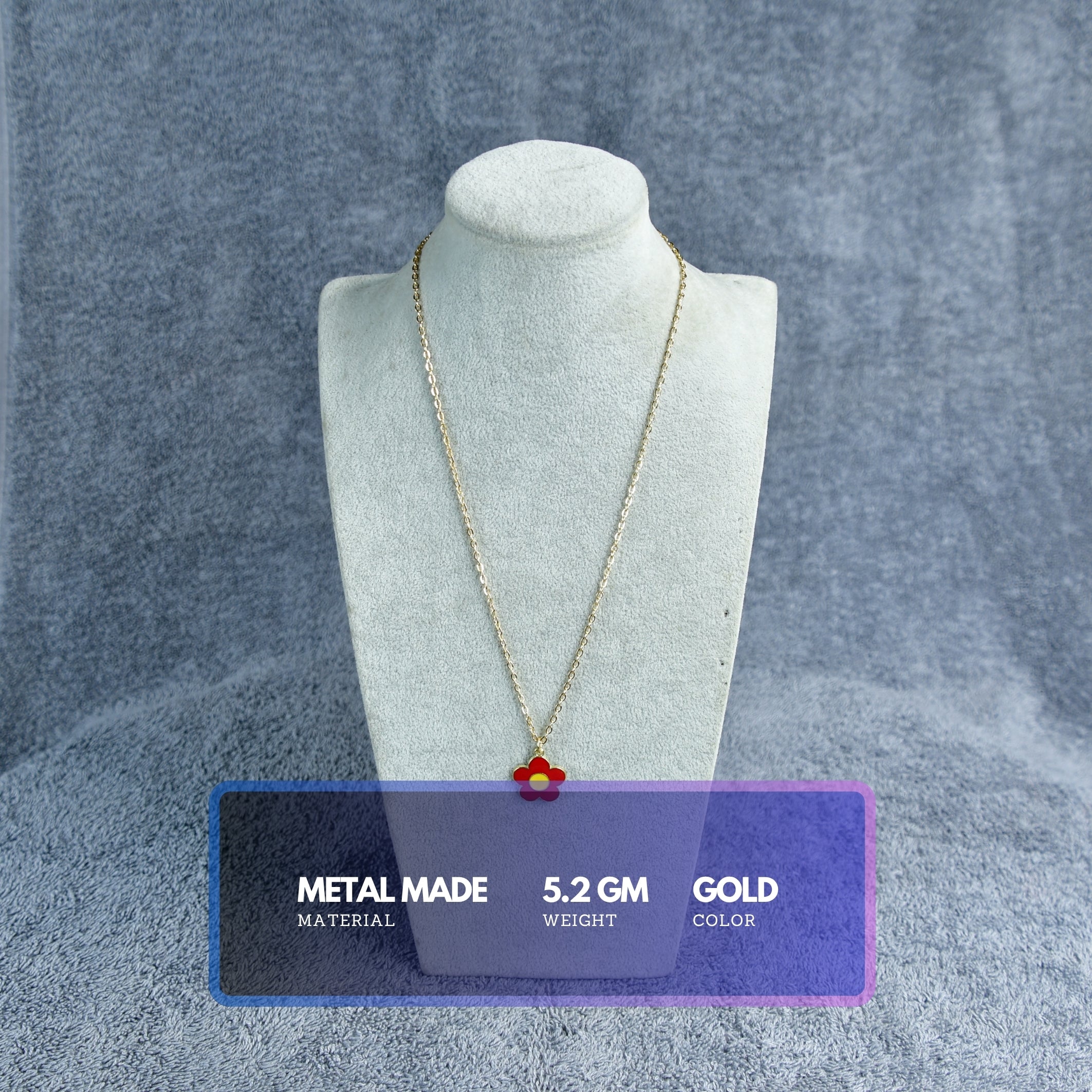 MAYII - Gold Red Flower Pendant Necklace Stainless Steel - One Size - Mayii - Mayii