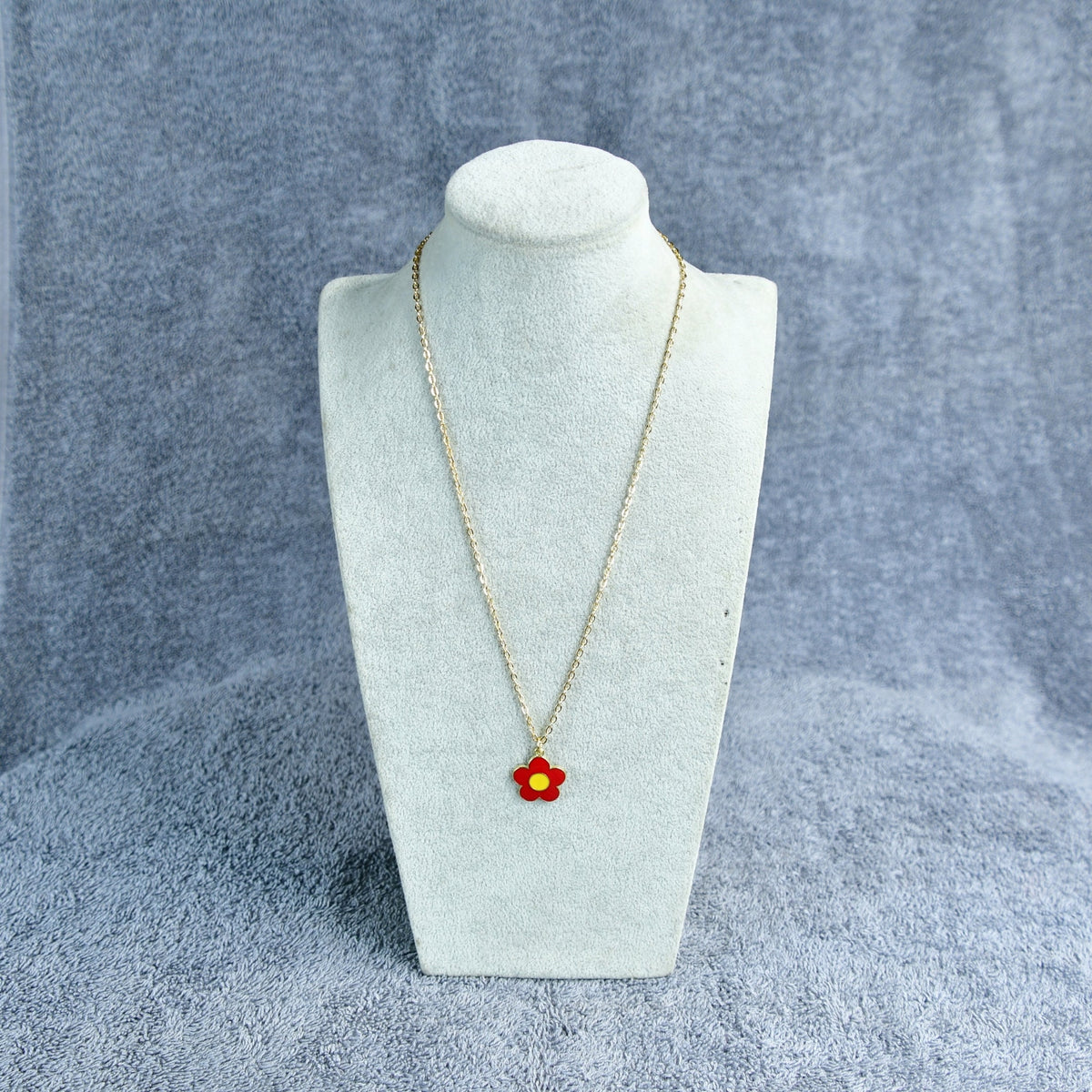 MAYII - Gold Red Flower Pendant Necklace Stainless Steel - One Size - Mayii - Mayii