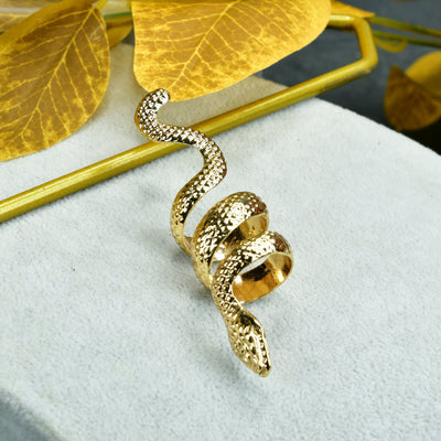 MAYII - Gold  Stainless Steel Snake Shaped Ring - One Size