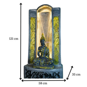 Mayii Golden Buddha Water Fountain – Elegant Buddha Sitting Against Tall Wall for Luxurious Home Decor & Gifts - MAYII - Mayii