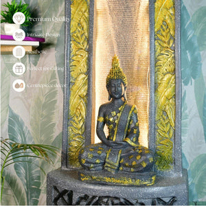 Mayii Golden Buddha Water Fountain – Elegant Buddha Sitting Against Tall Wall for Luxurious Home Decor & Gifts - MAYII - Mayii