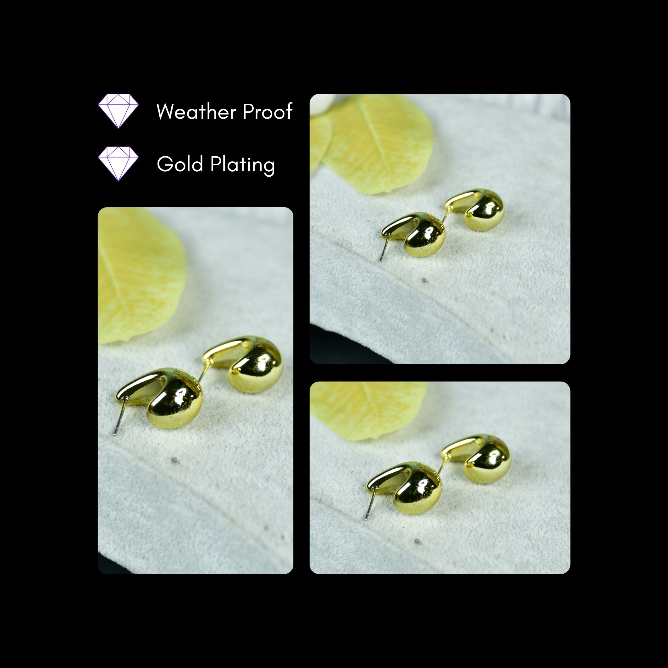 Mayii Golden Teardrop Crescent Round CCB Earrings – One Size - Mayii - Mayii
