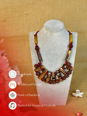 Mayii Handcrafted Bamboo & Rudraksha Necklace - Mayii - Mayii