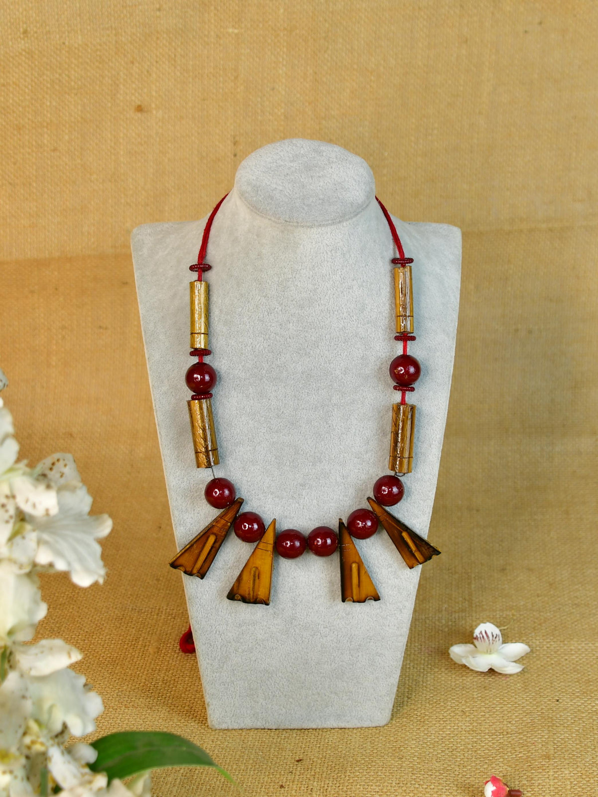 Mayii Handcrafted Bamboo Triangle Necklace: Eco - Friendly Design - Mayii - Mayii