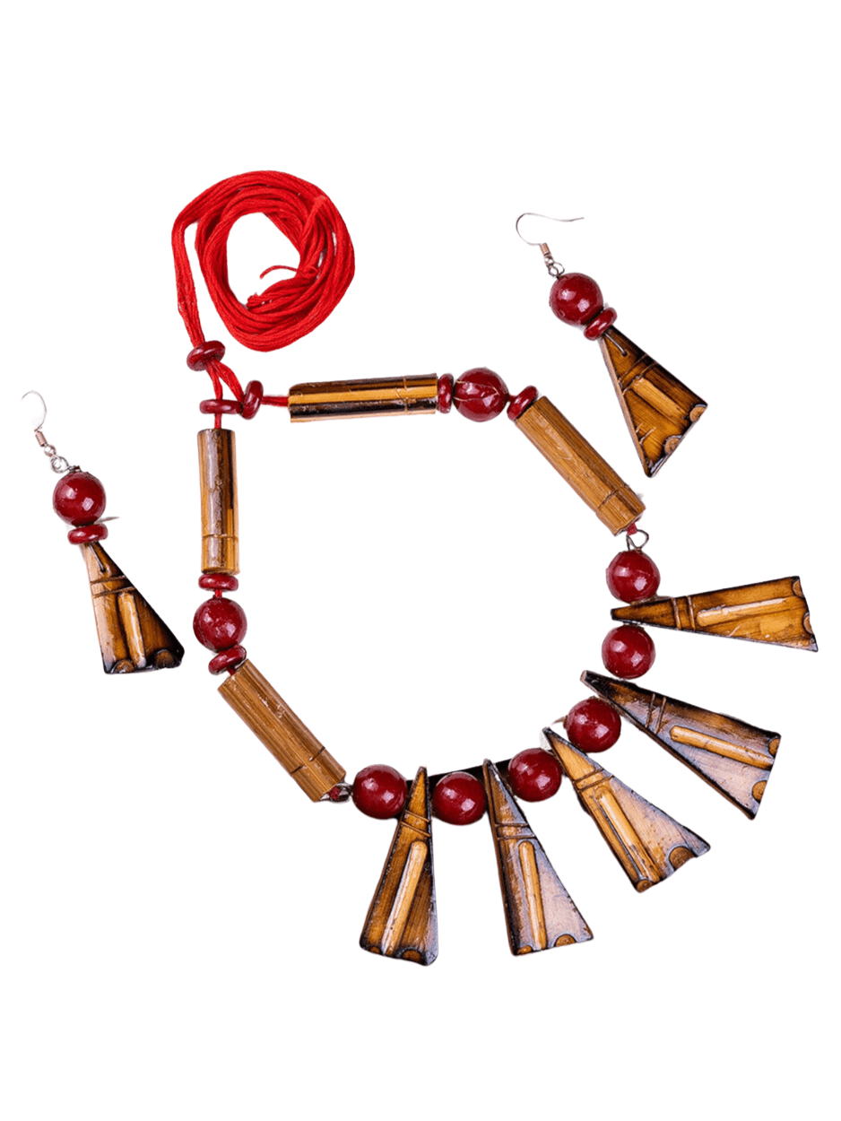 Mayii Handcrafted Bamboo Triangle Necklace: Eco - Friendly Design - Mayii - Mayii