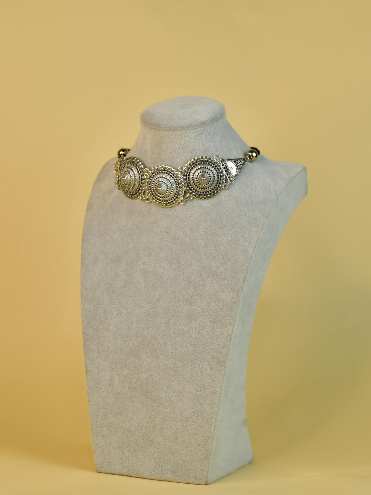 Mayii Handcrafted German Silver Choker: Floral & Triangle Design - Mayii - Mayii