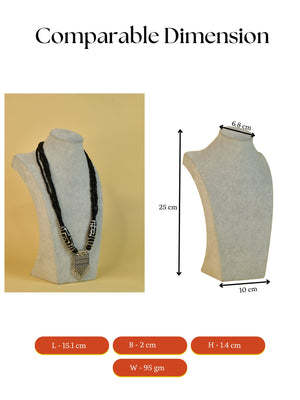 Mayii Handcrafted German Silver Necklace: Black Bead Pendant - Mayii - Mayii