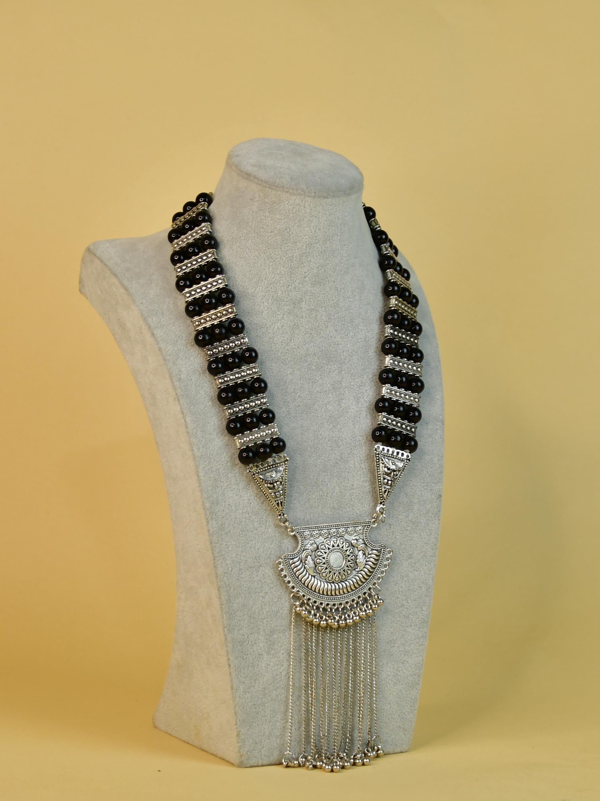 Mayii Handcrafted German Silver Necklace: Chain Drops & Beads - Mayii - Mayii
