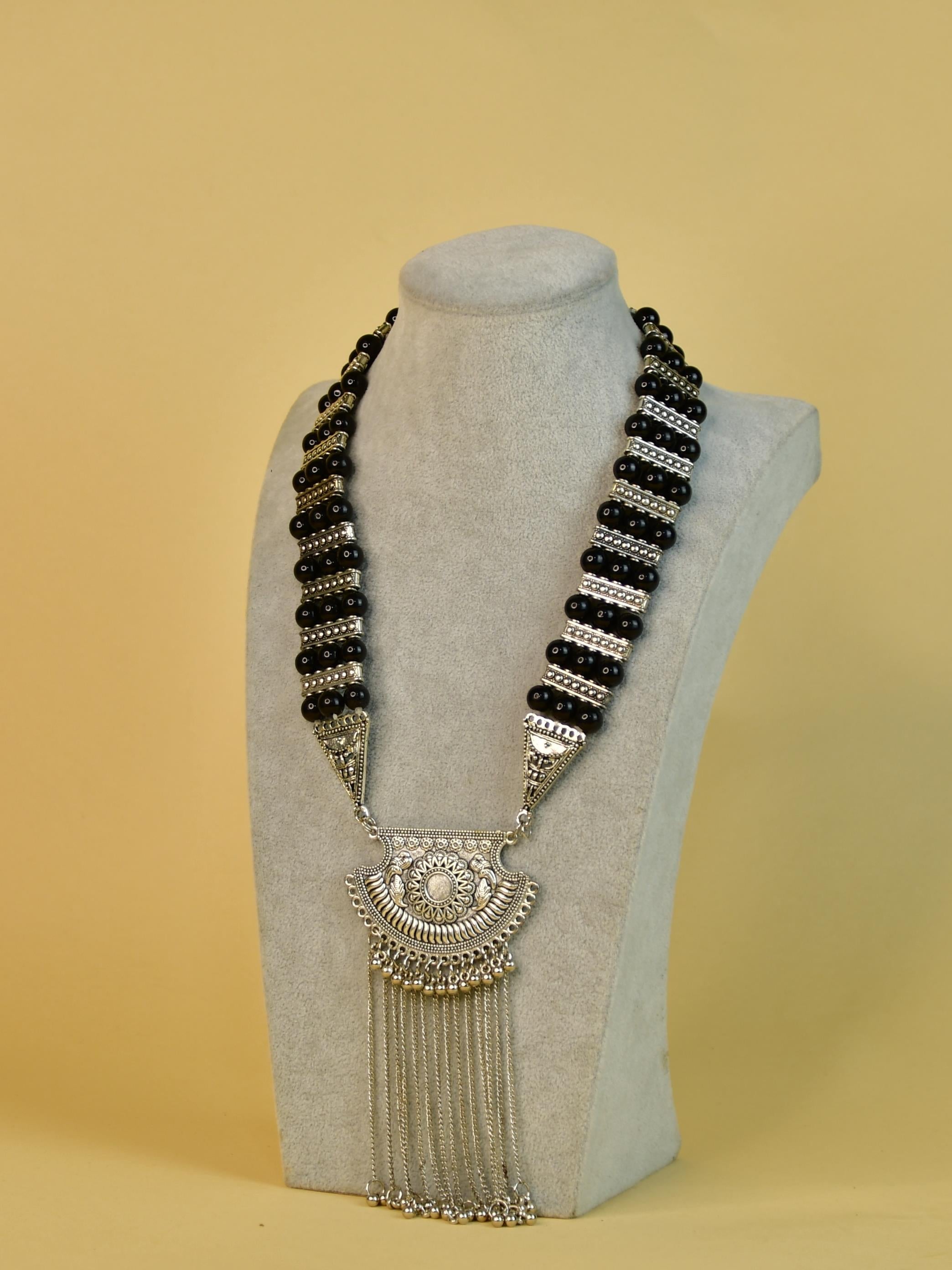 Mayii Handcrafted German Silver Necklace: Chain Drops & Beads - Mayii - Mayii