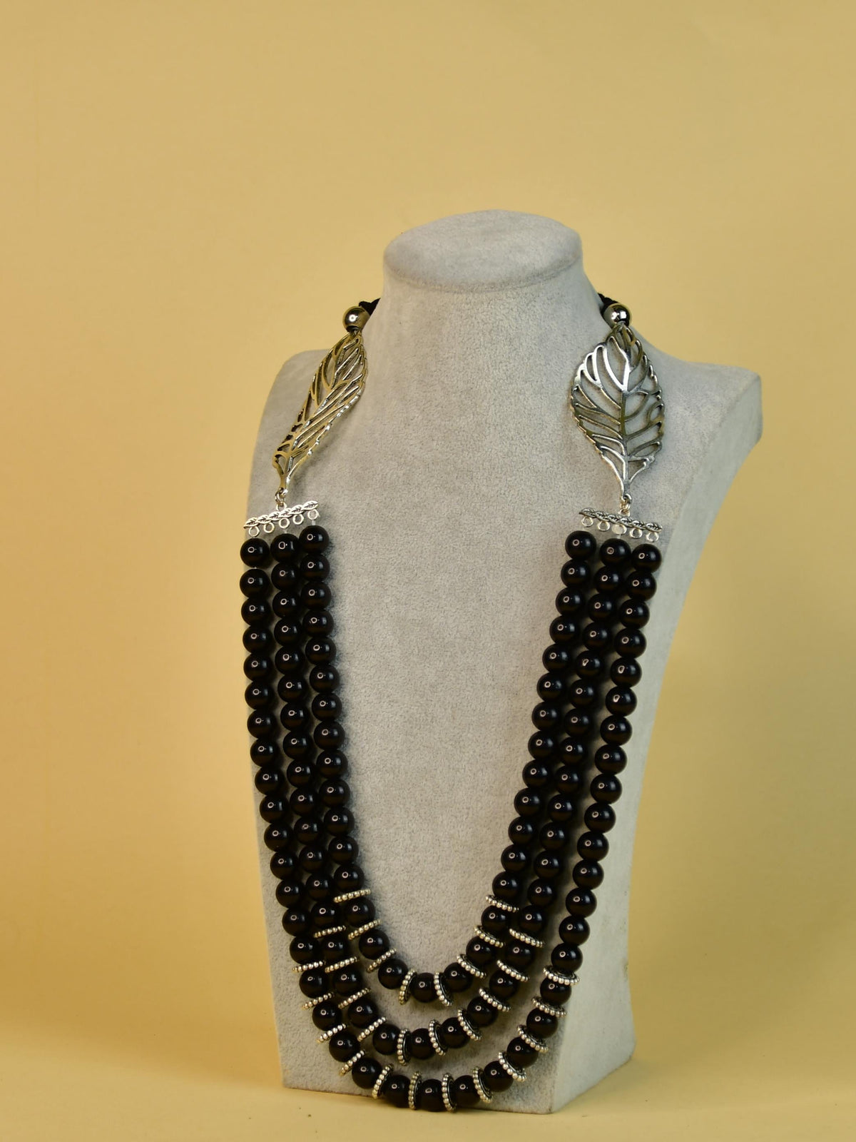 Mayii Handcrafted German Silver Necklace: Leaf Design with Beads - Mayii - Mayii