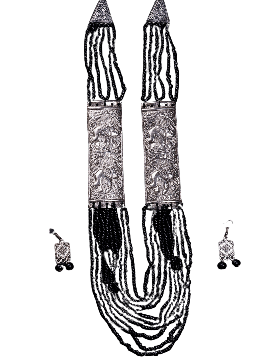 Mayii Handcrafted German Silver Necklace: Peacock Art & Beads - Mayii - Mayii