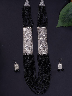 Mayii Handcrafted German Silver Necklace: Peacock Art & Beads - Mayii - Mayii