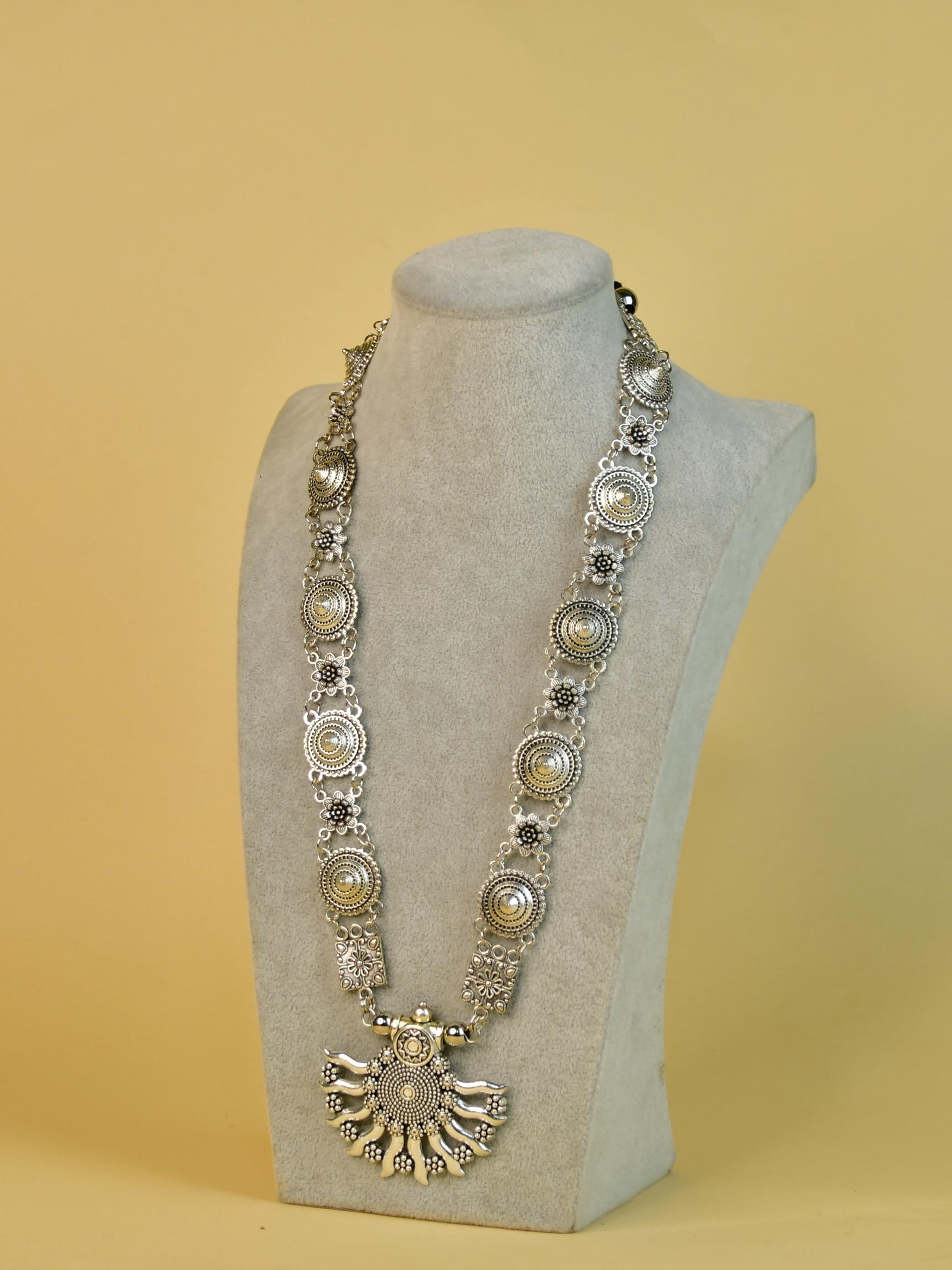 Mayii Handcrafted German Silver Necklace: Sun with Ten Rays - Mayii - Mayii