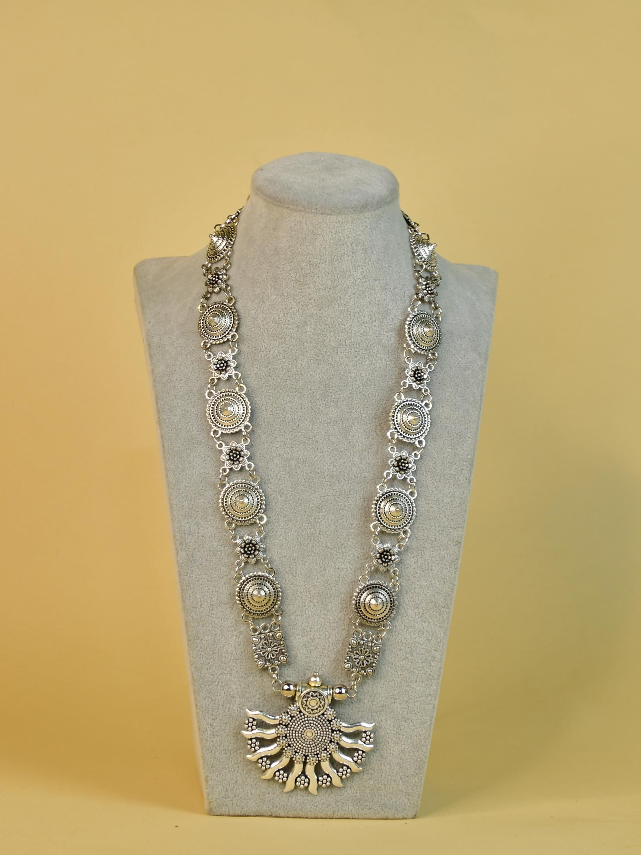 Mayii Handcrafted German Silver Necklace: Sun with Ten Rays - Mayii - Mayii
