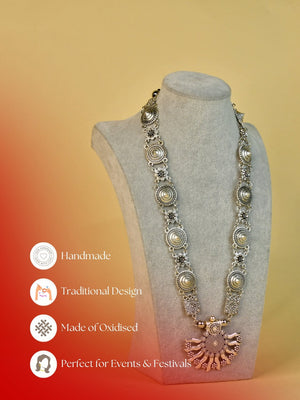 Mayii Handcrafted German Silver Necklace: Sun with Ten Rays image 3