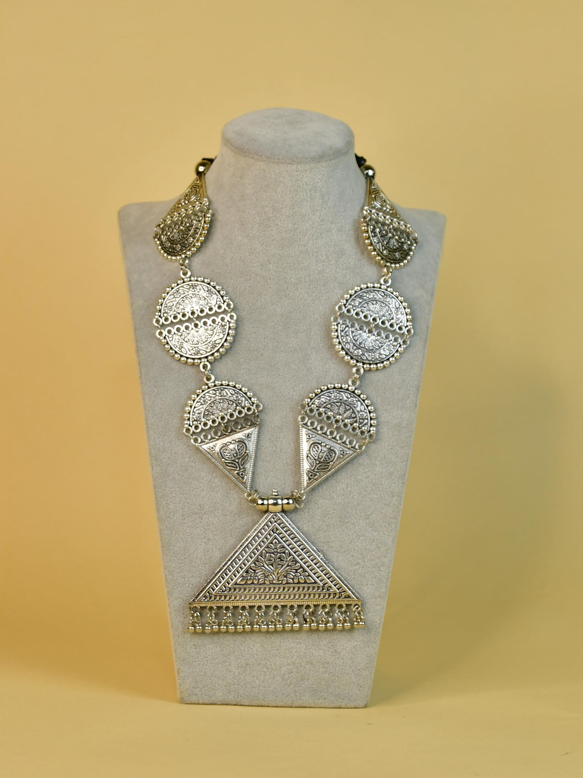 Mayii Handcrafted German Silver Necklace: Triangle & Tree Design - Mayii - Mayii