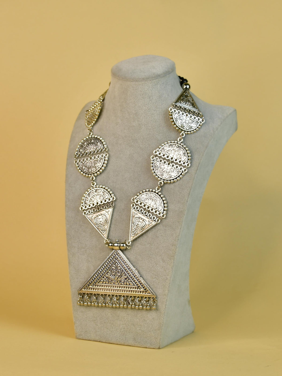 Mayii Handcrafted German Silver Necklace: Triangle & Tree Design - Mayii - Mayii