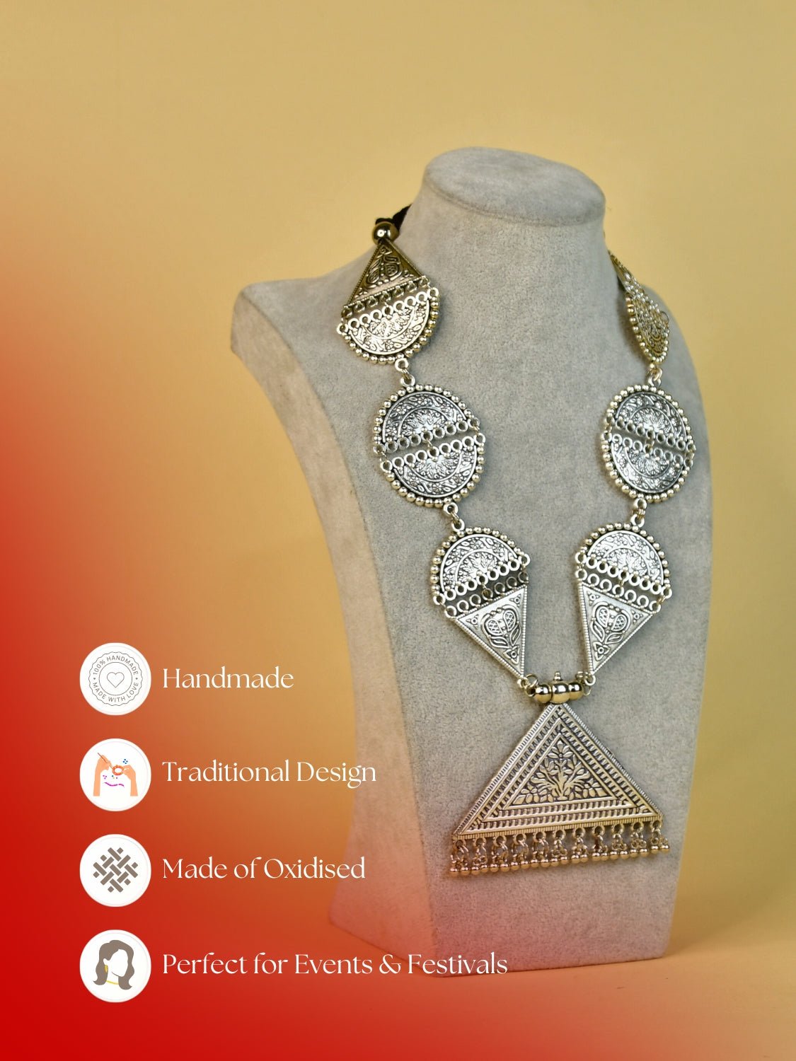 Mayii Handcrafted German Silver Necklace: Triangle & Tree Design - Mayii - Mayii