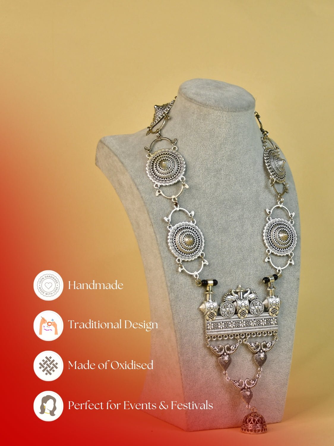 Mayii Handcrafted German Silver Square Pendant: Peacock Design - Mayii - Mayii