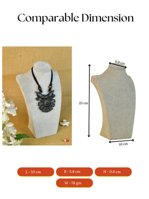 Mayii Handcrafted Terracotta Necklace: Crescent with Petal Design - Mayii - Mayii