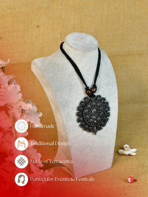 Mayii Handcrafted Terracotta Necklace: Large Flower Pendant image 3